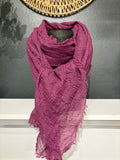 Foulard uni prune à franges